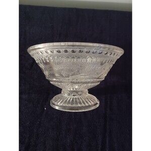 Antique Late 1880's Glass Pedestal Bowl Adams & Co Horseshoe Anchor Prayer Rug